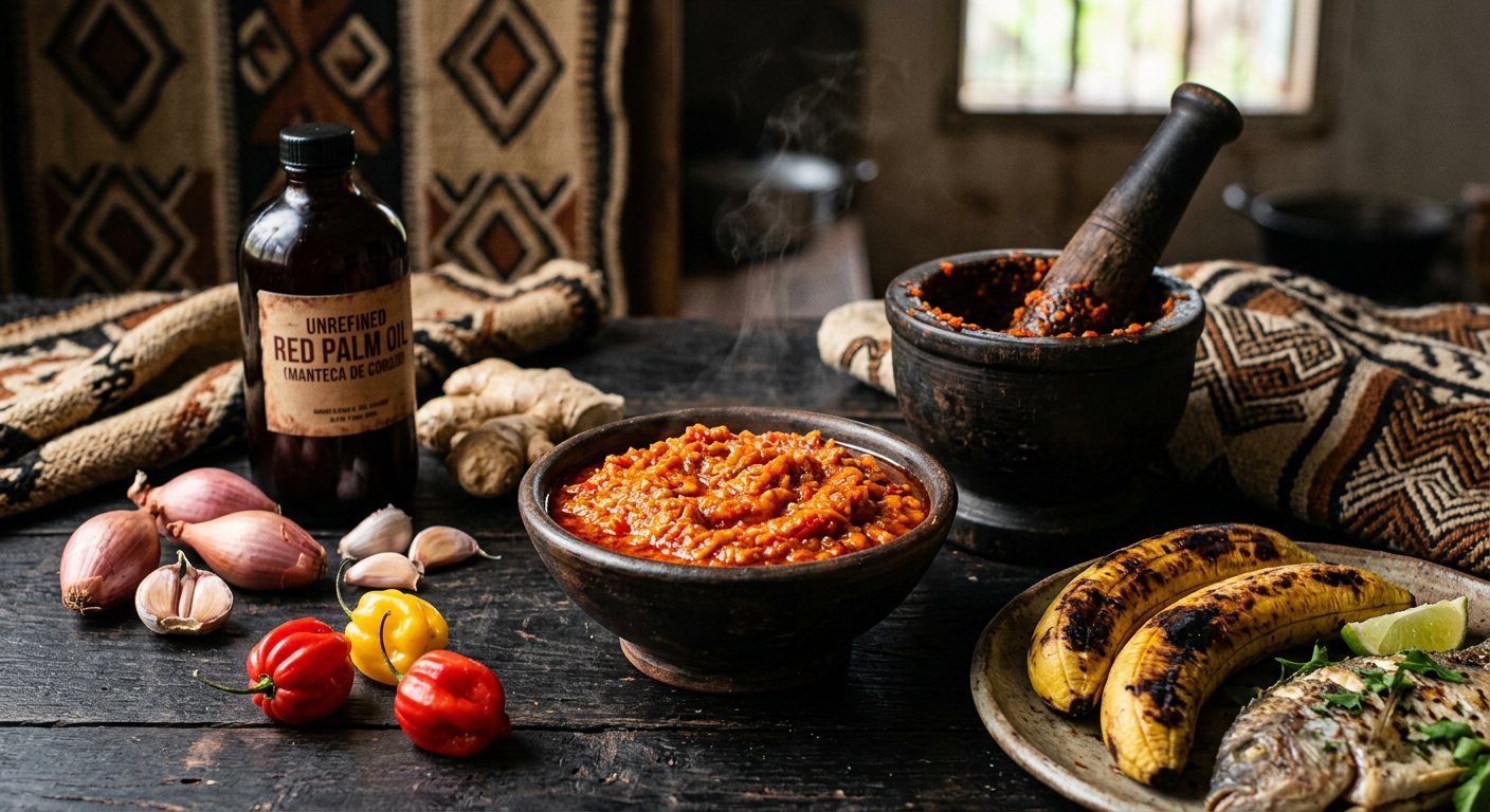 Piké de Guinea (Pounded Scotch Bonnet and Red Palm Oil Relish) — Equatorial Guinea