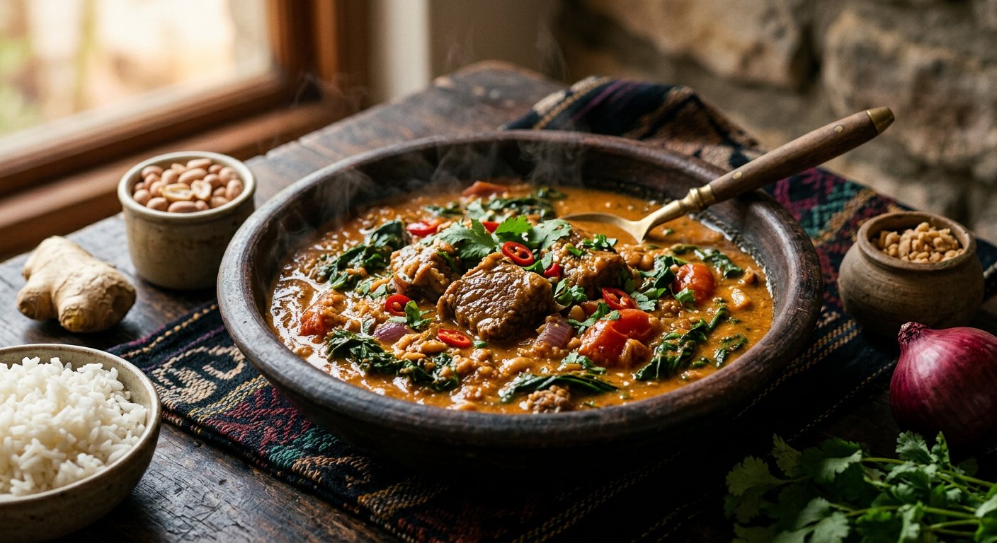 Caril de Amendoim (Ground Peanut Stew with Meat or Greens) — Mozambique