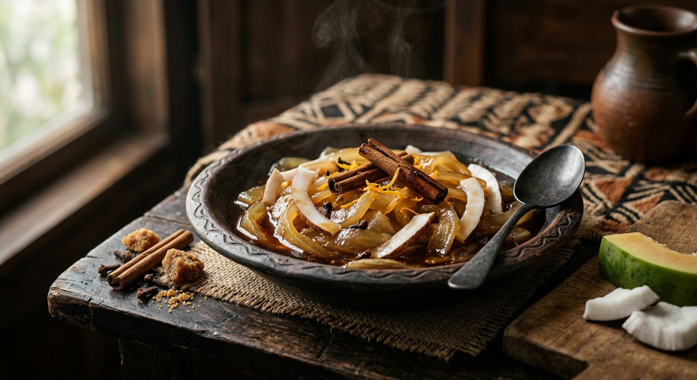 Dulce de Papaya con Coco (Spiced Stewed Green Papaya and Coconut) — Equatorial Guinea