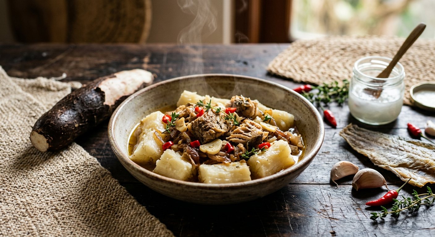 Maniok Bouyi (Boiled Cassava with Salt Fish) — Seychelles