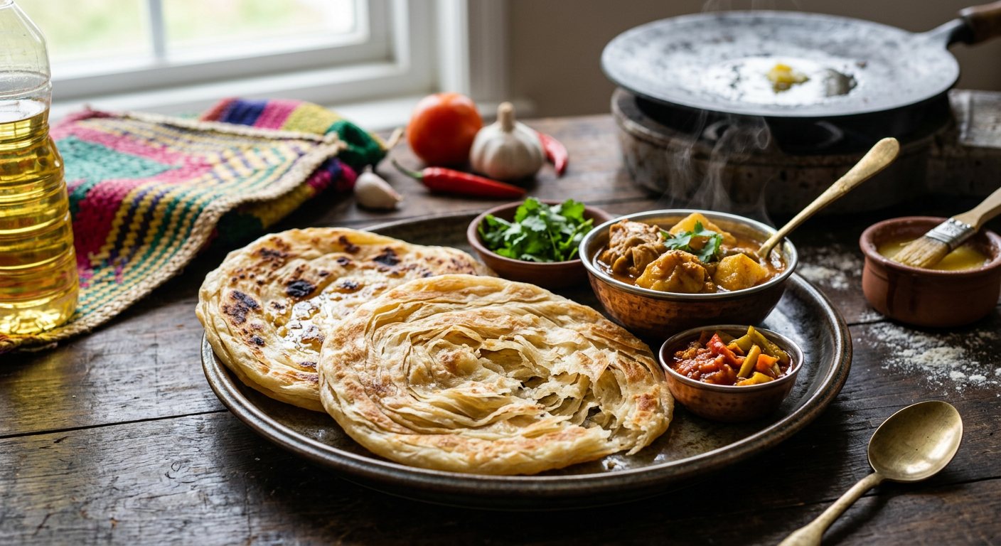 Farata (Flaky Layered Flatbread) — Mauritius