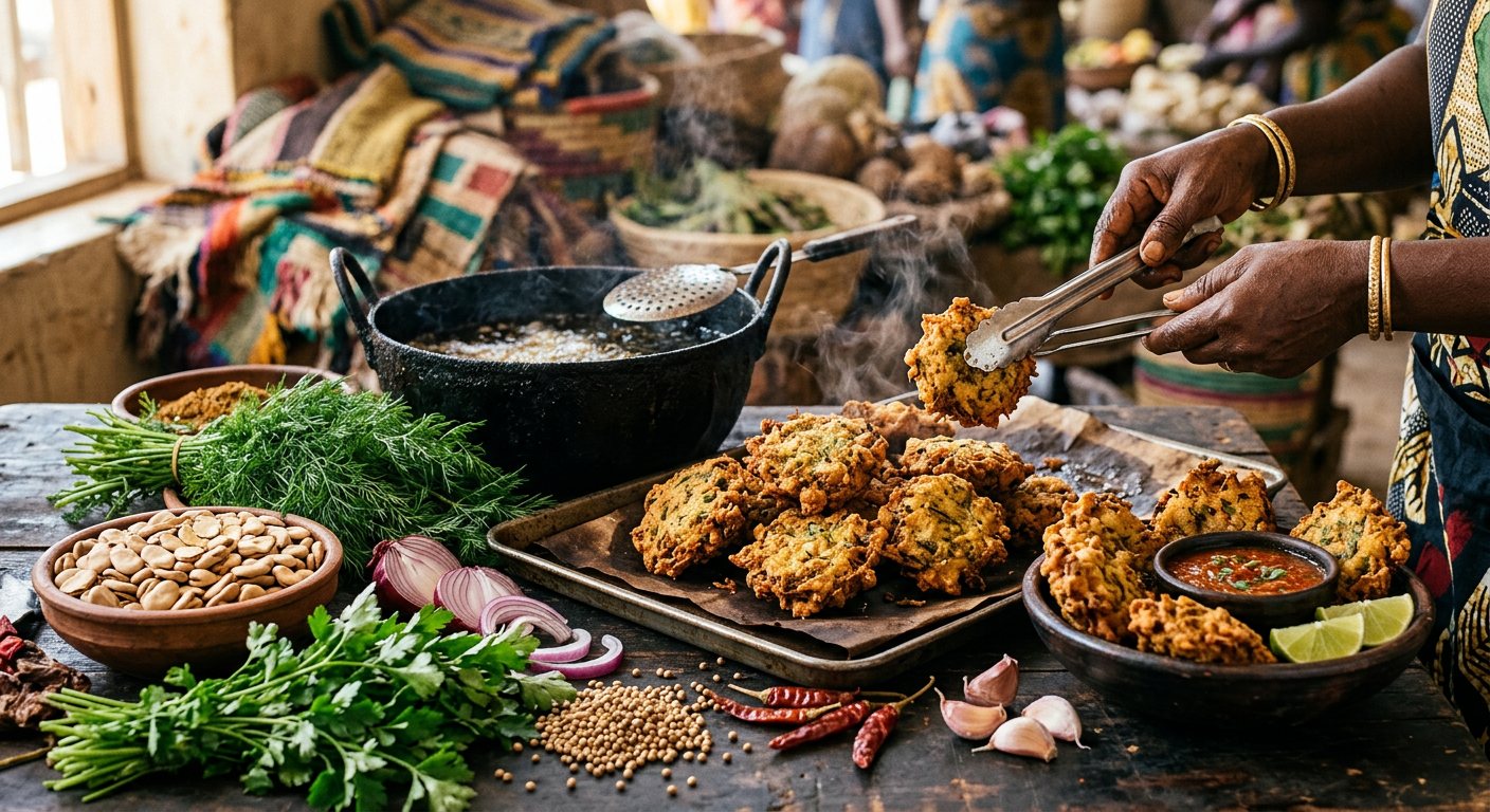 Tamia (Deep-Fried Spiced Fava Bean Fritters) — South Sudan