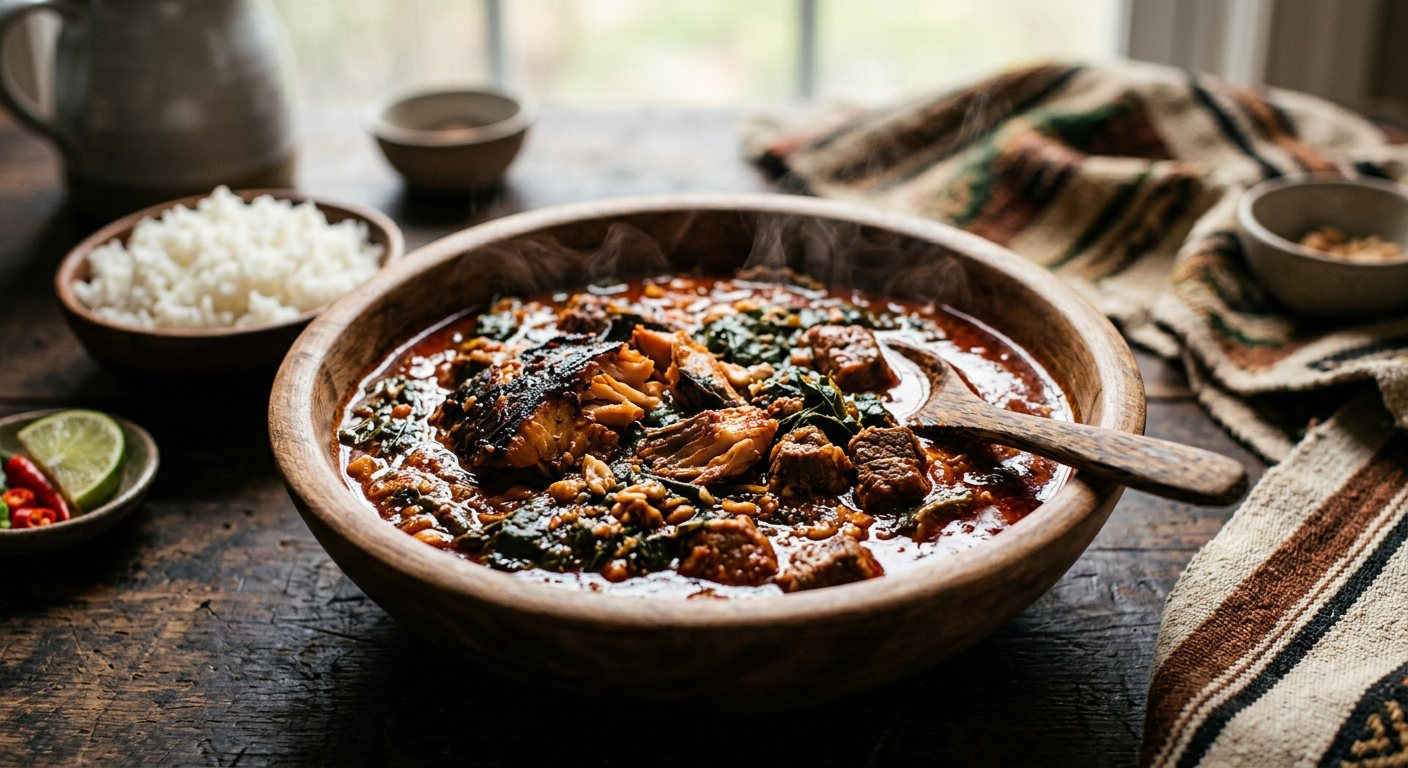 Sigá (Bitterleaf and Smoked Fish Palm Oil Stew) — Guinea-Bissau