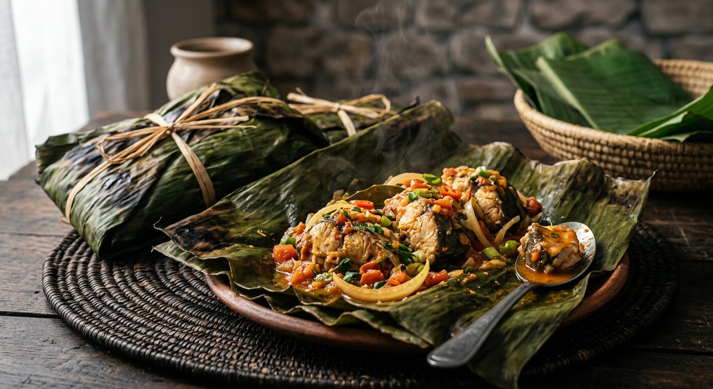 Liboke ya Mbisi (River Fish Steamed in Banana Leaves) — DR Congo