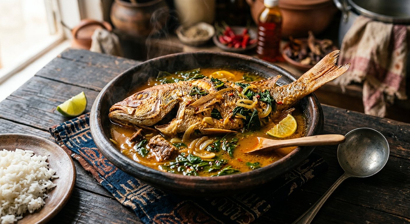 Caldo (Citrus-Braised Fish Stew with Palm Oil and Bitter Greens) — Senegal