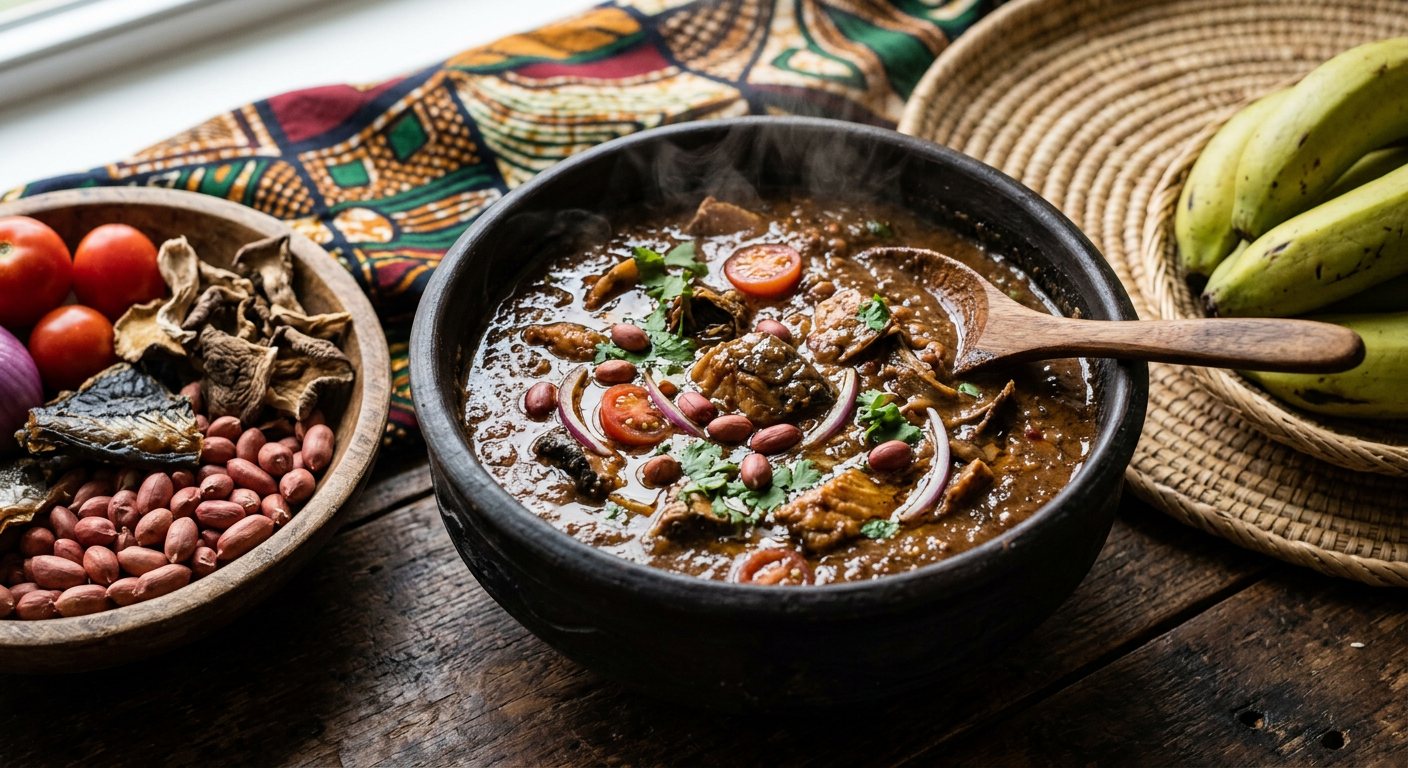 Binyebwa (Thick Roasted Groundnut Stew) — Uganda