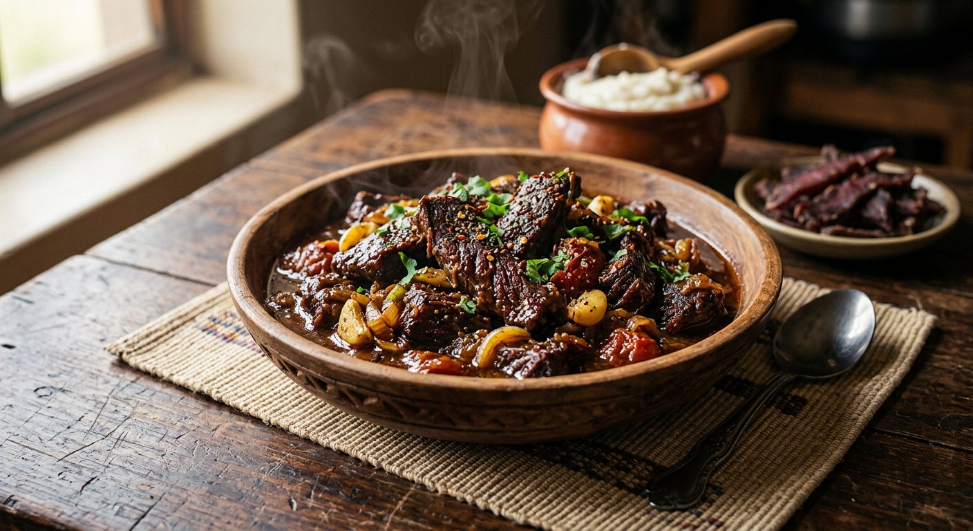 Umkhunsu (Braised Sun-Dried Salted Beef) — Eswatini