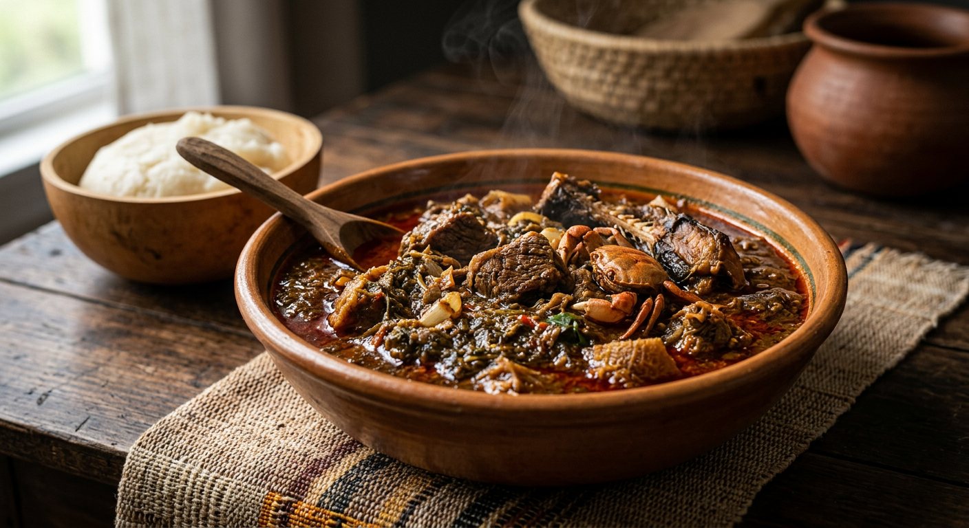 Sauce Djoumgblé (Sun-Dried Powdered Okra Stew) — Côte d'Ivoire