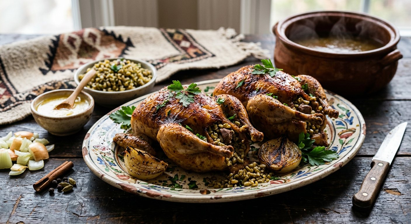 Hamam Mahshi (Spiced Freekeh-Stuffed Squab) — Egypt