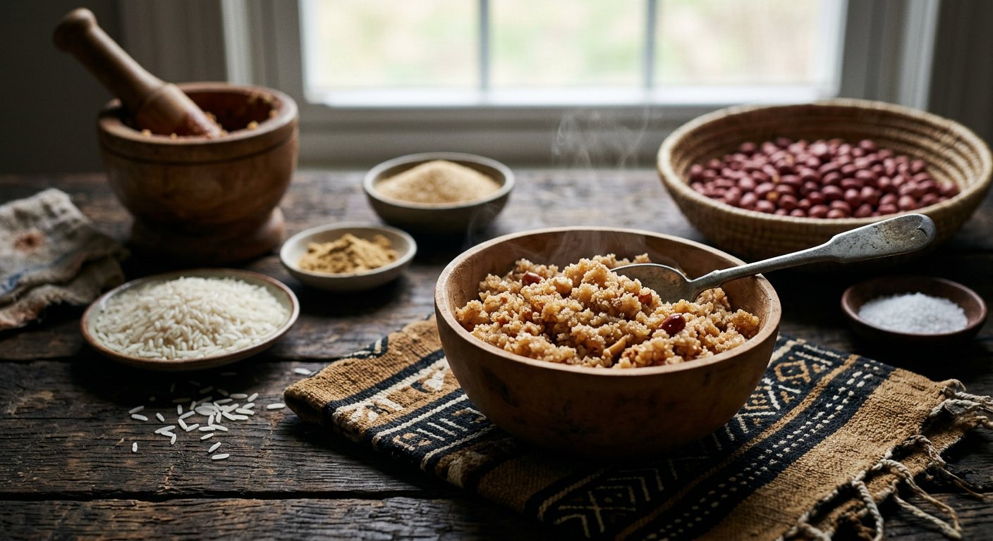 Kanya (Pounded Toasted Rice and Peanut Powder Sweet) — Guinea