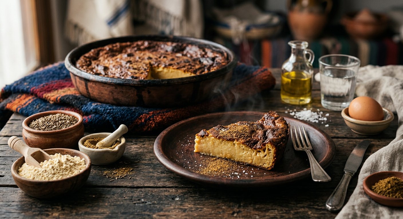 Karantika (Spiced Chickpea Flour Flan) — Algeria