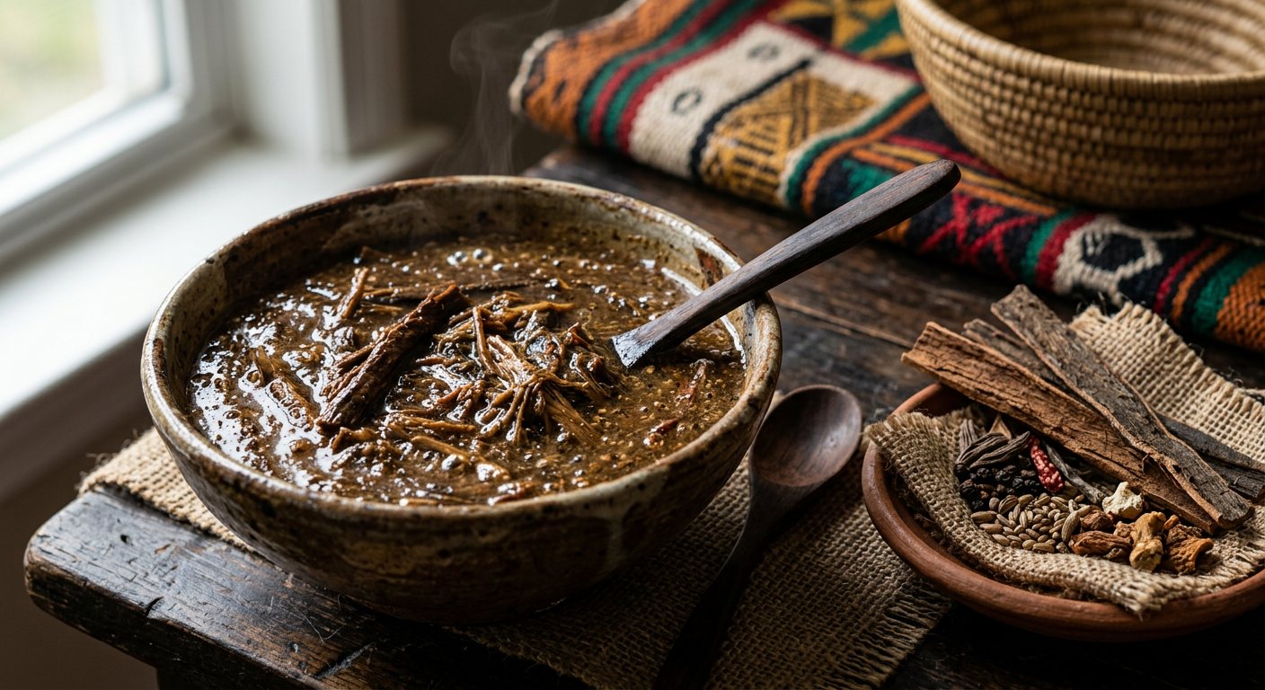 Nkui (Glutinous Herbal Bark Soup) — Cameroon