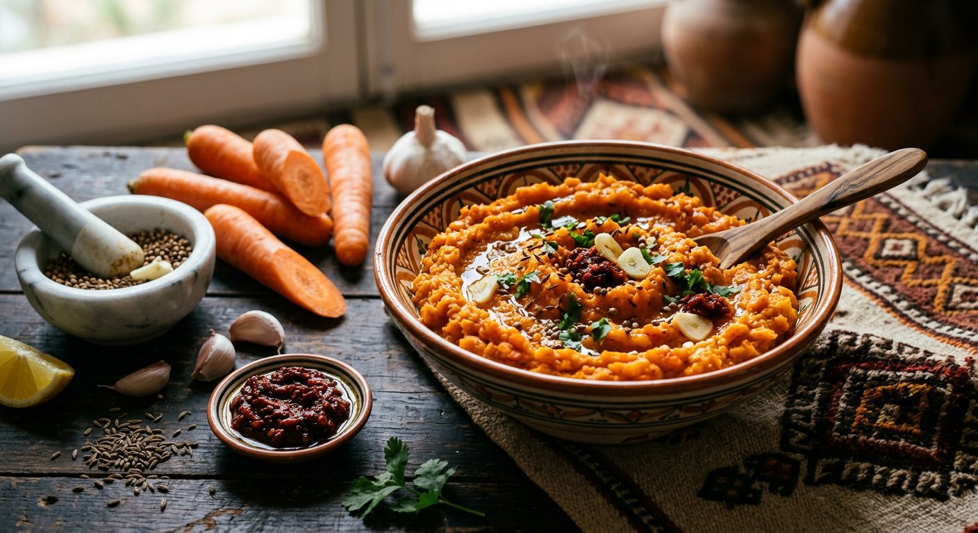 Slata Omek Houria (Spiced Mashed Carrot and Caraway Salad) — Tunisia