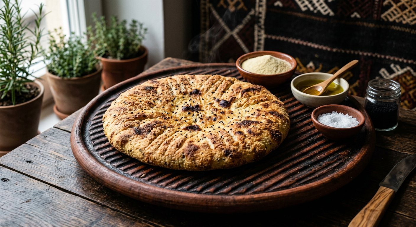 Kesra Rakhsis (Unleavened Semolina Galette with Olive Oil) — Algeria