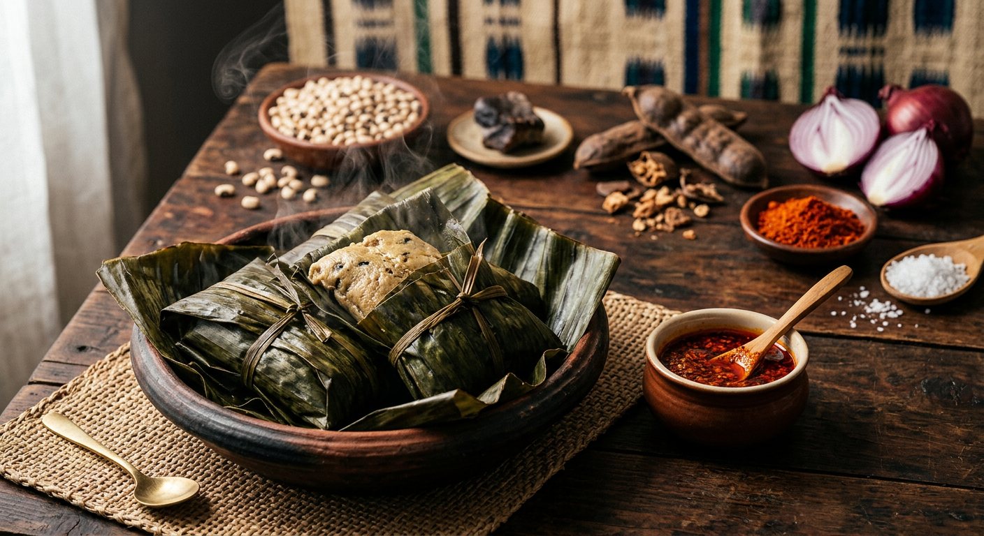 Gonré (Steamed Black-Eyed Pea Cakes in Leaves) — Burkina Faso