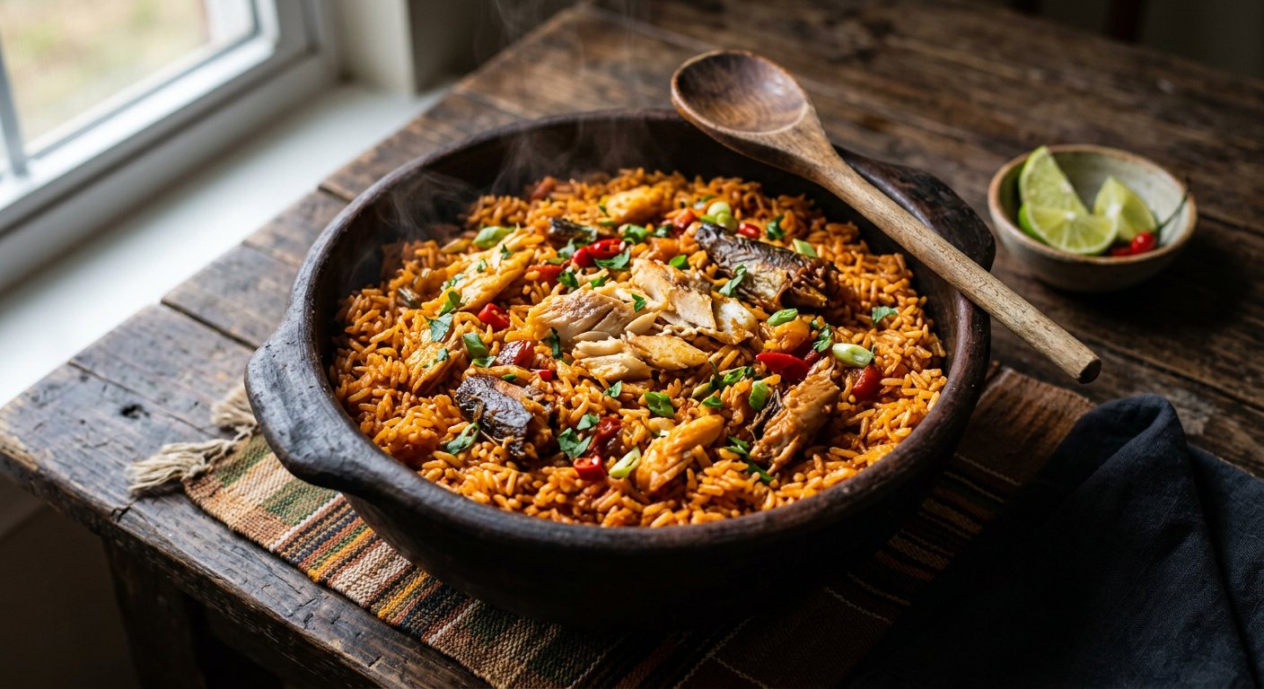 Arroz Fernandino (Savory Rice with Saltfish and Palm Oil) — Equatorial Guinea