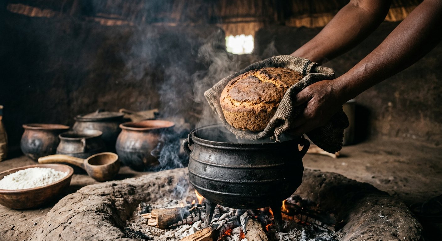 Chimodho (Traditional Pot-Baked Cornmeal Hearth Bread) — Zimbabwe