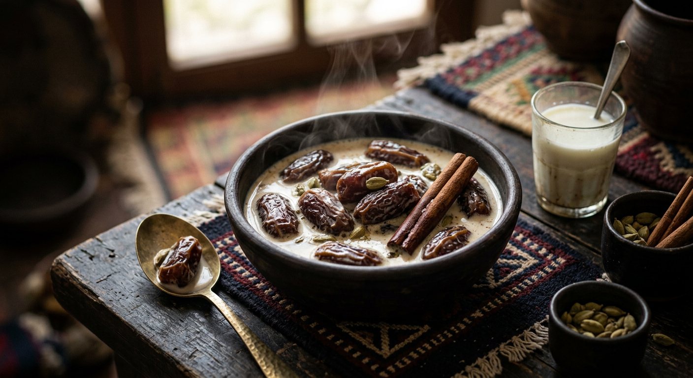 Balah bil Laban (Warm Milk-Poached Dried Desert Dates) — Sudan
