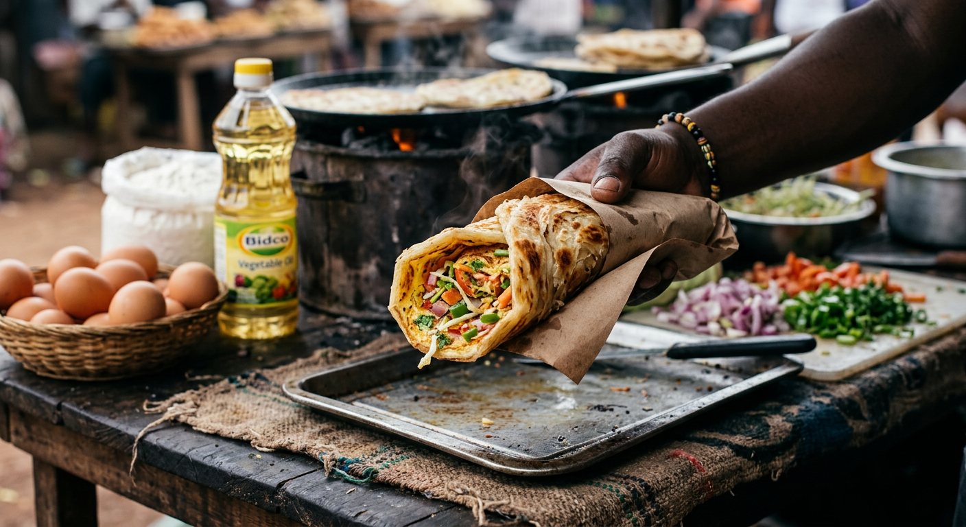 Rolex (Fried Egg Omelette Rolled in Chapati) — Uganda