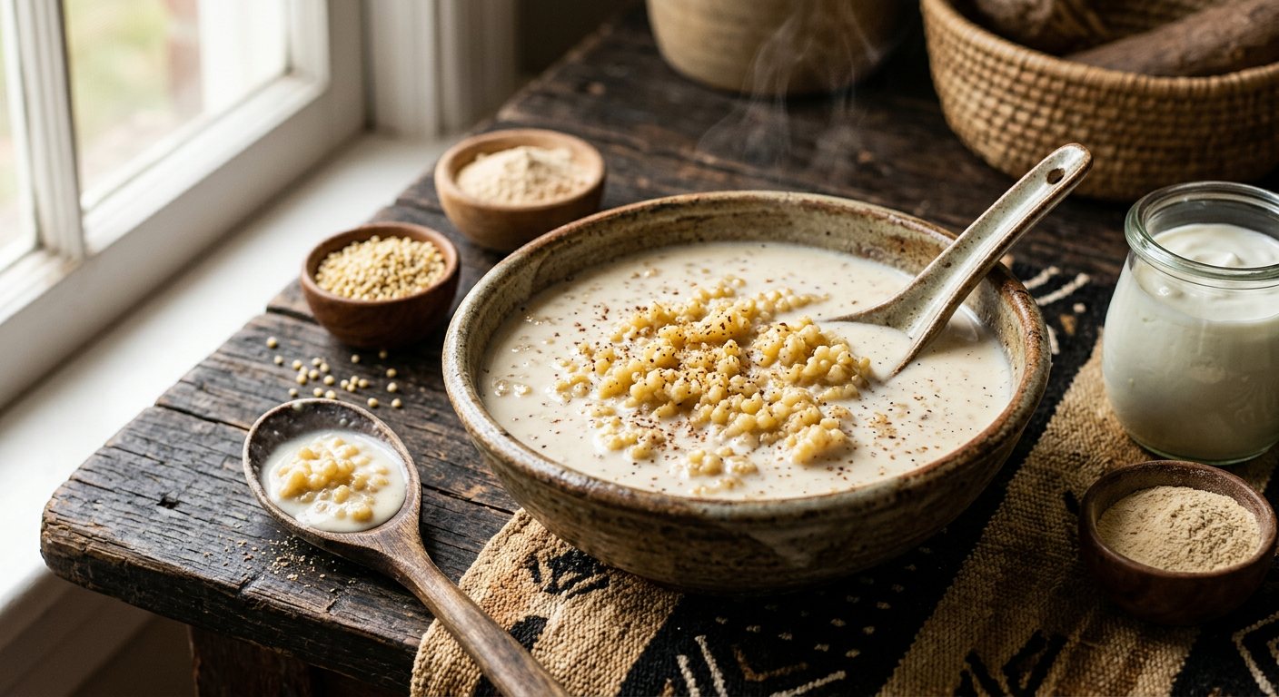 Dakéré (Steamed Millet Pearls with Sweet Fermented Milk) — Cameroon