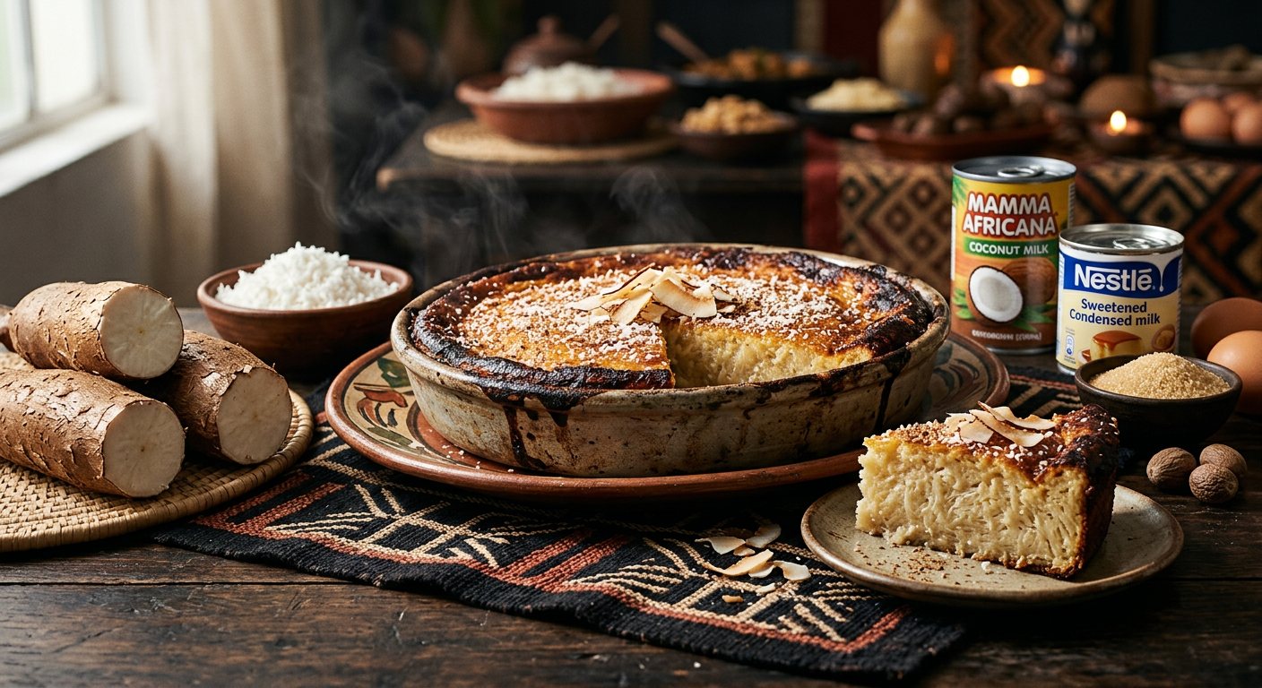 Gâteau de Manioc (Sweet Cassava and Coconut Pudding Cake) — DR Congo