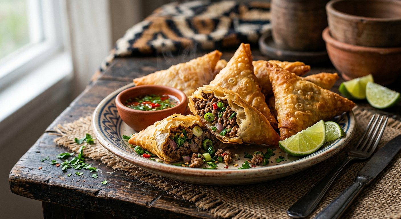 Samboussa comorienne (Spiced Minced Meat Pastries) — Comoros