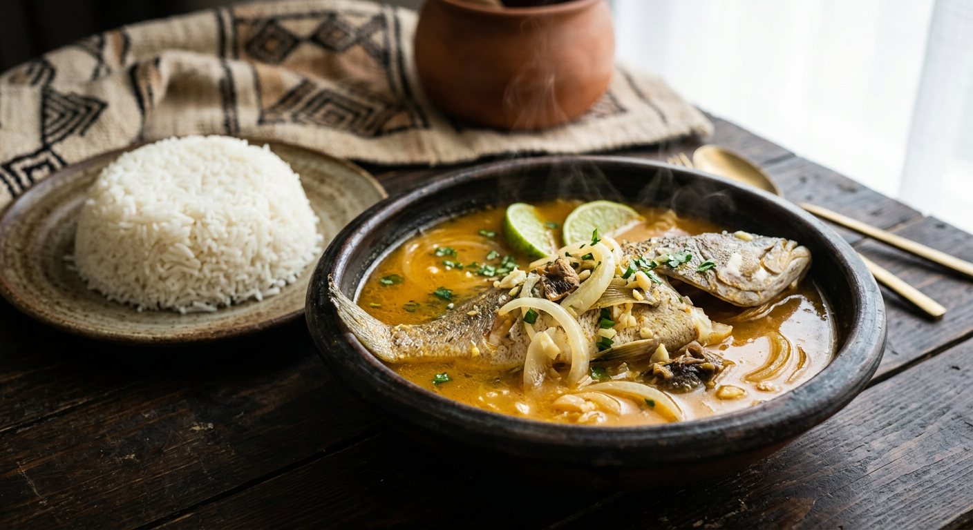 Kaldou (Braised Fish with Lime, Onions, and White Rice) — Senegal