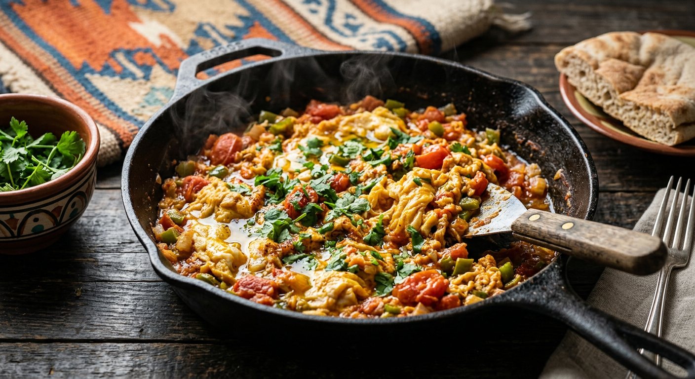 Shakshuka Masreya (Egyptian Spiced Scrambled Eggs with Tomatoes and Peppers) — Egypt