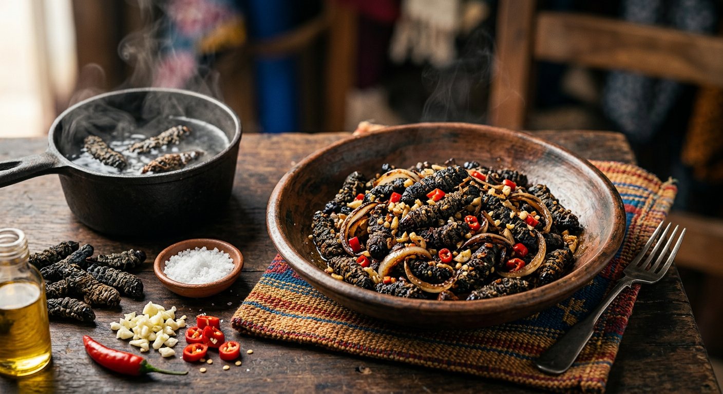 Phane (Crispy Seasoned Mopane Caterpillars) — Botswana