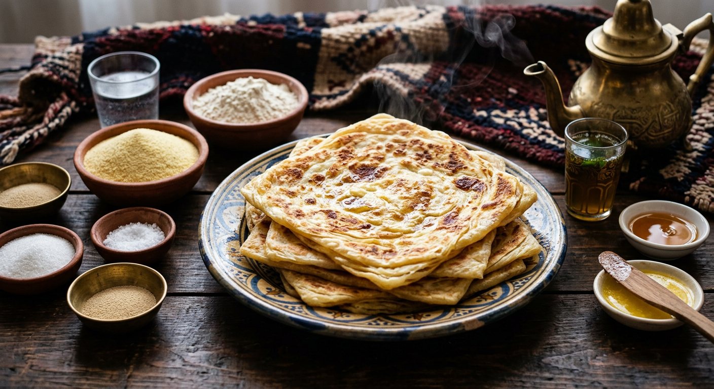 Msemmen (Laminated Flaky Square Semolina Crepes) — Algeria