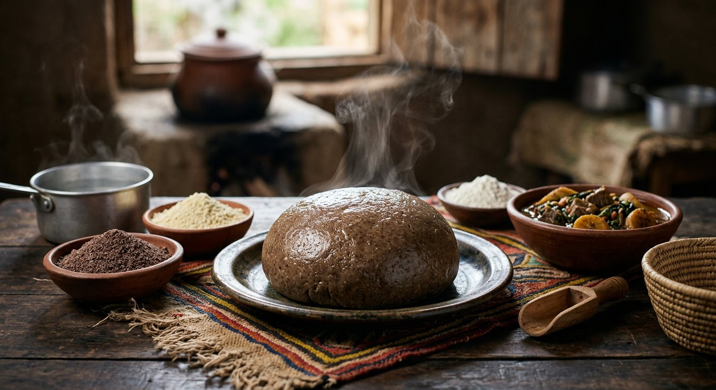 Umutsima (Steamed Cassava and Sorghum Dough) — Rwanda