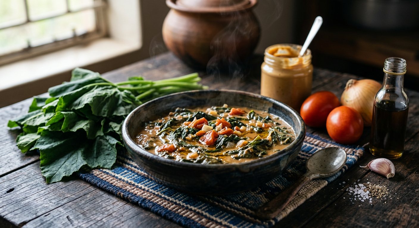 Muriwo une Dovi (Braised Pumpkin Greens in Peanut Sauce) — Zimbabwe