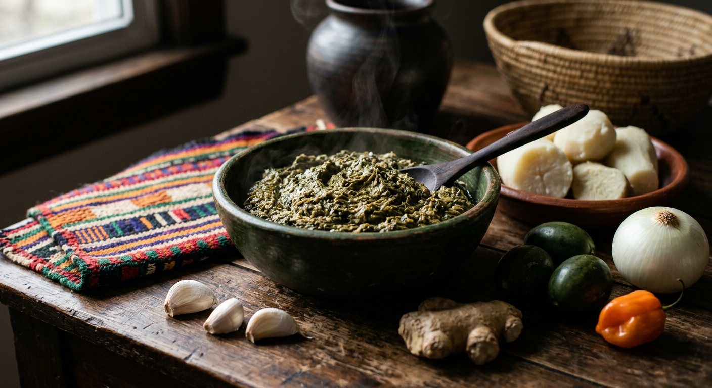 Kpem (Pounded Cassava Leaves without Oil) — Cameroon