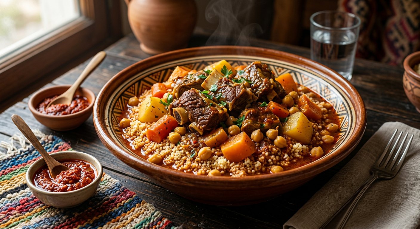 Kosksi bil Allouch (Tunisian Spicy Lamb Couscous) — Tunisia