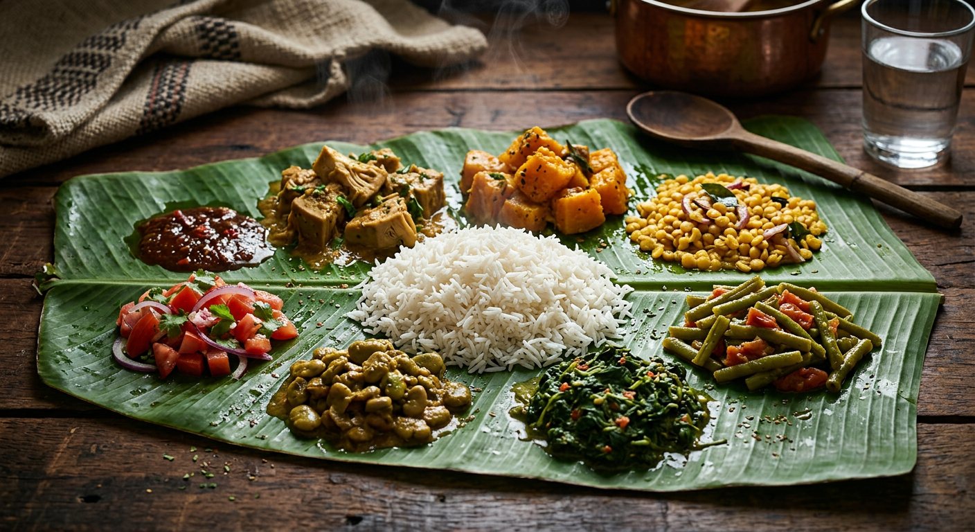 Sept Caris (Seven Curries on Banana Leaf) — Mauritius
