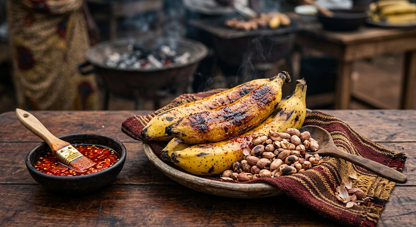 Bole (Charcoal-Roasted Plantains with Roasted Peanuts) — Central African Republic