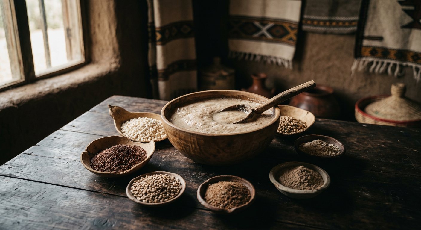 Borde (Thick Fermented Beverage Made from Roasted Grain Flours) — Ethiopia