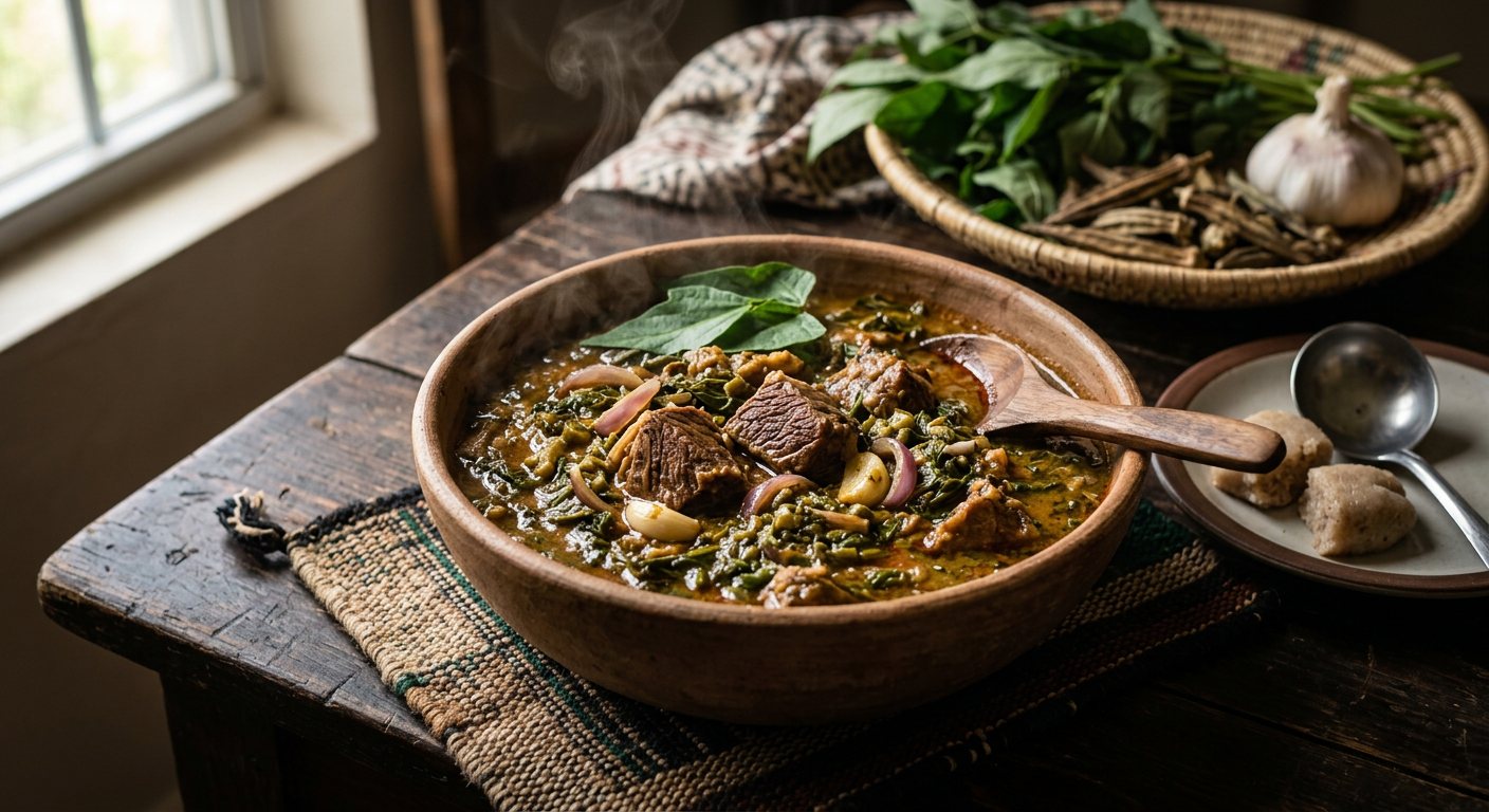 Mulah Kurra (Wild Cowpea Leaf and Meat Stew) — Sudan