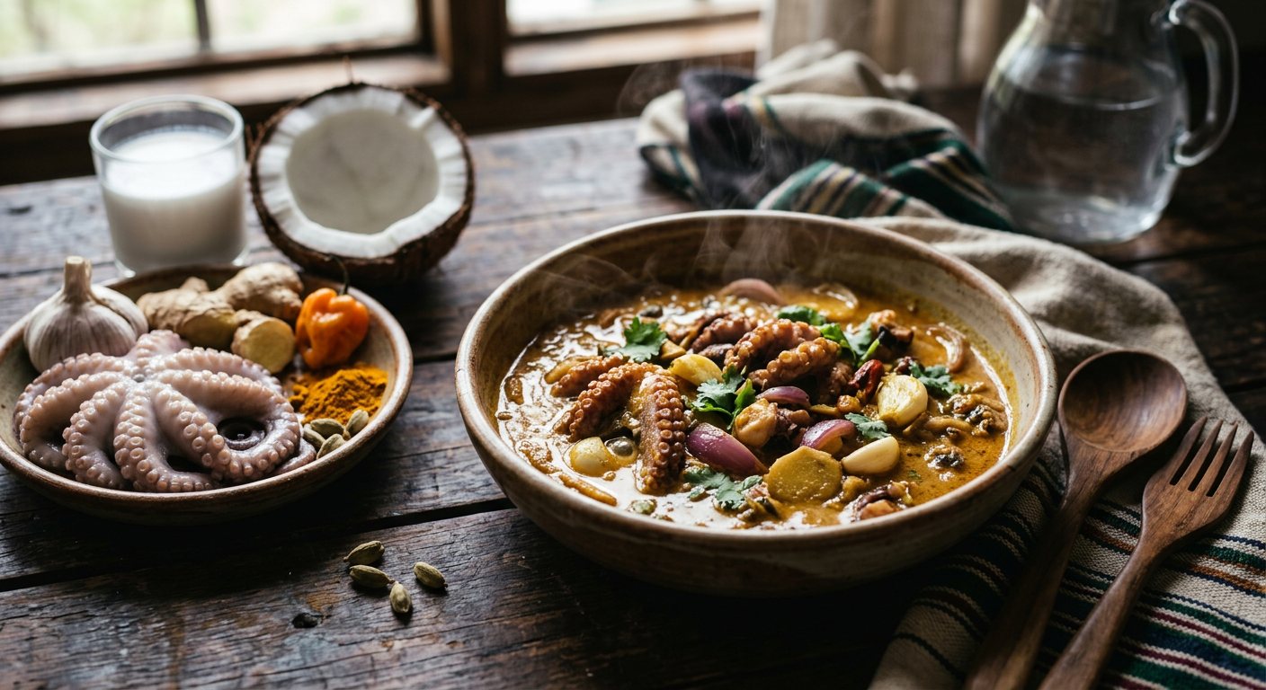 Pweza wa Nazi (Braised Octopus in Spiced Coconut Gravy) — Tanzania