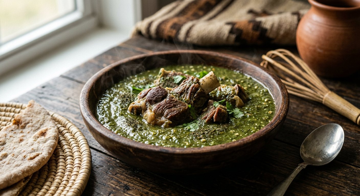Mulah Bamyah Mafruka (Whipped Fresh Okra Stew with Lamb) — Sudan