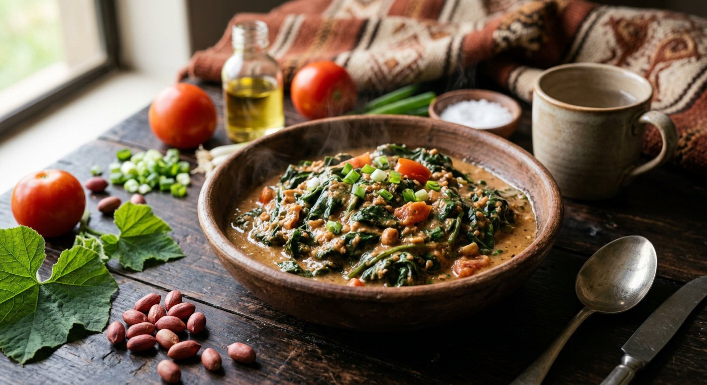 Umbidvo Wetintsanga (Pumpkin Greens in Ground Peanut Paste) — Eswatini