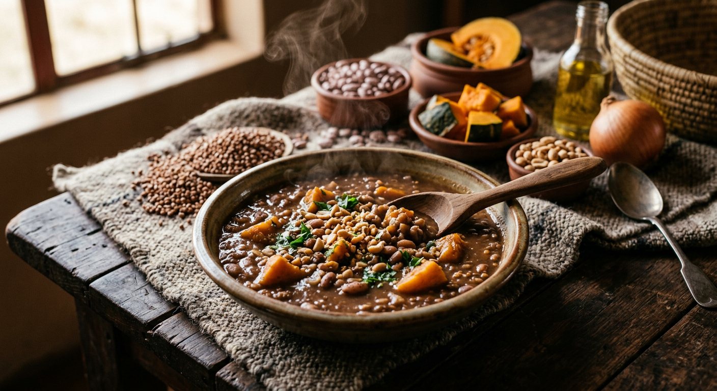 Nyekoe (Slow-Cooked Sorghum, Bean, and Pumpkin Stew) — Lesotho