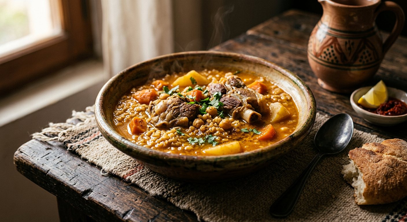 Malthouth (Broken Barley Stew with Seasonal Vegetables) — Tunisia