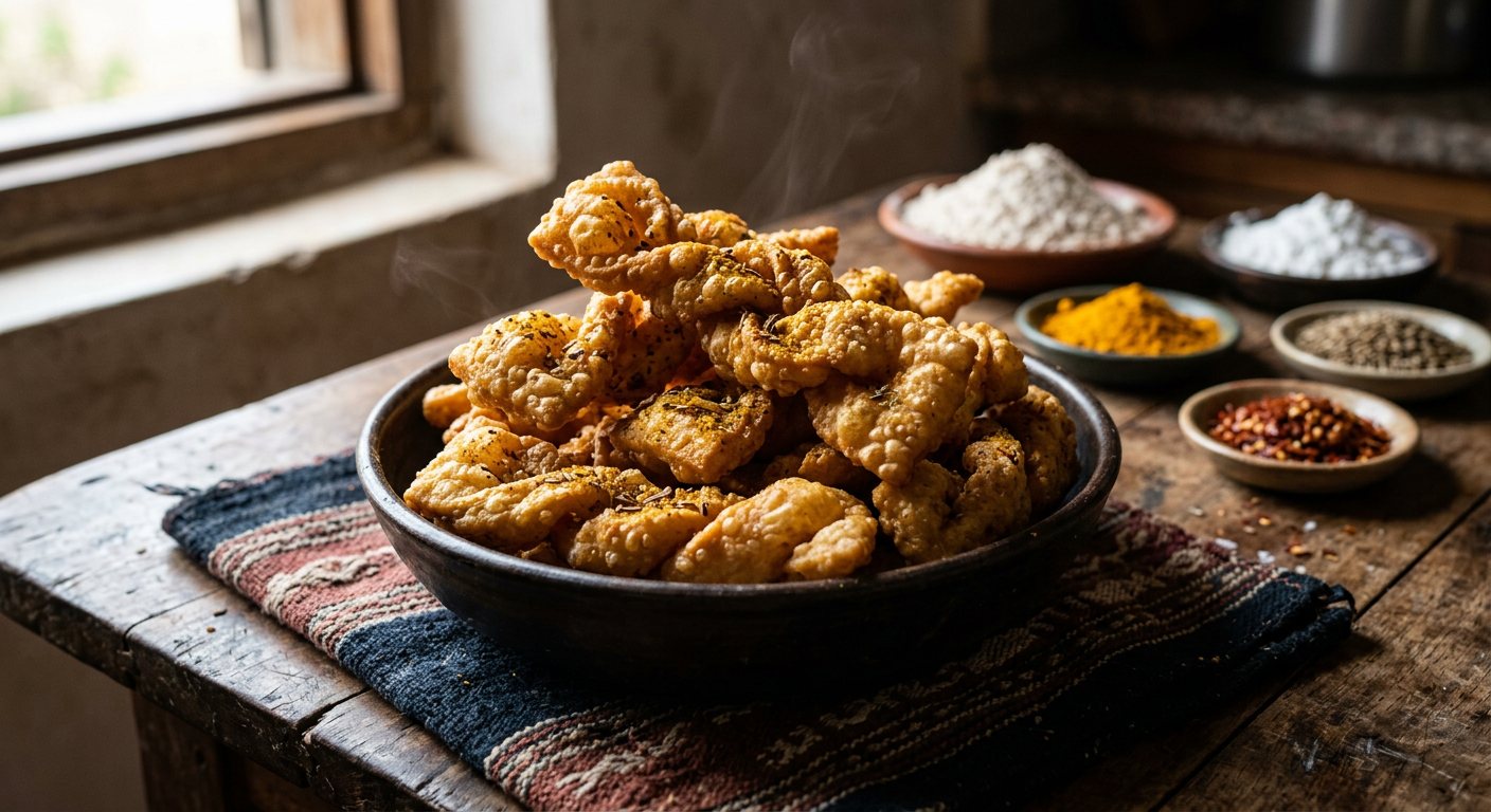 Tsakitsaky (Crispy spiced savory fried flour twists) — Madagascar