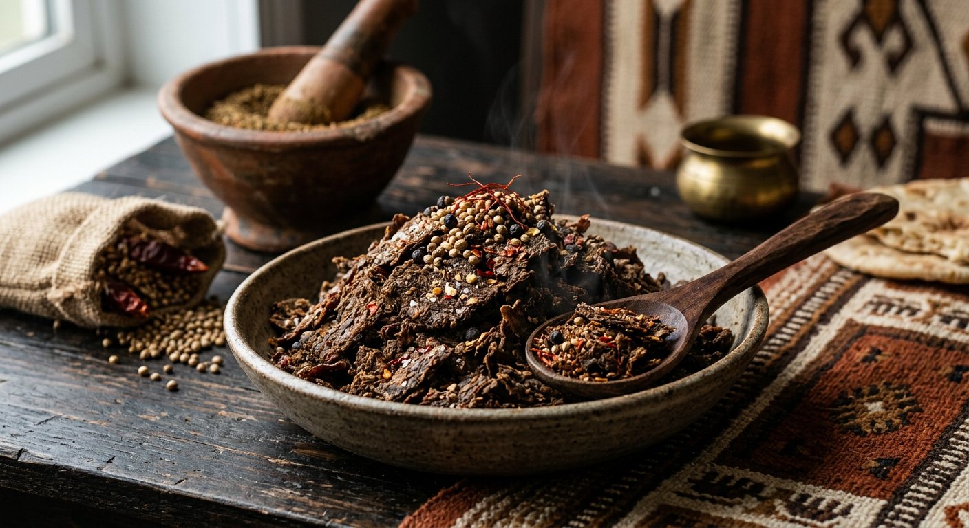 Charmout (Pounded Sun-Dried Beef Flakes) — Chad