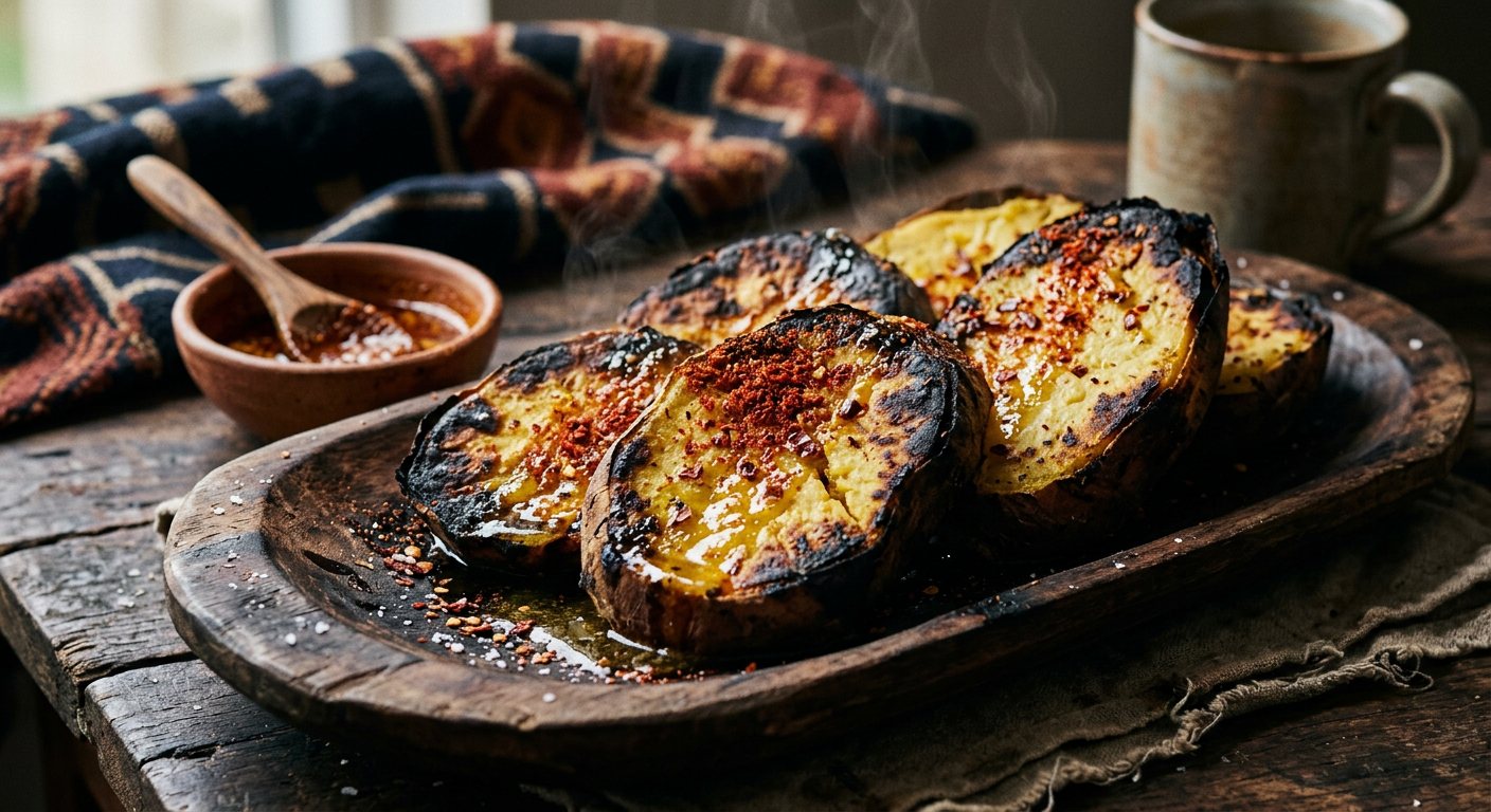 Ibijumba byokeje (Embers-roasted sweet potato slices) — Burundi