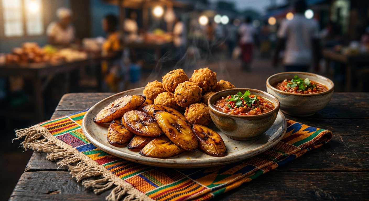 Fry Fry (Fried Plantains, Fish Balls, and Pepper Sauce) — Sierra Leone