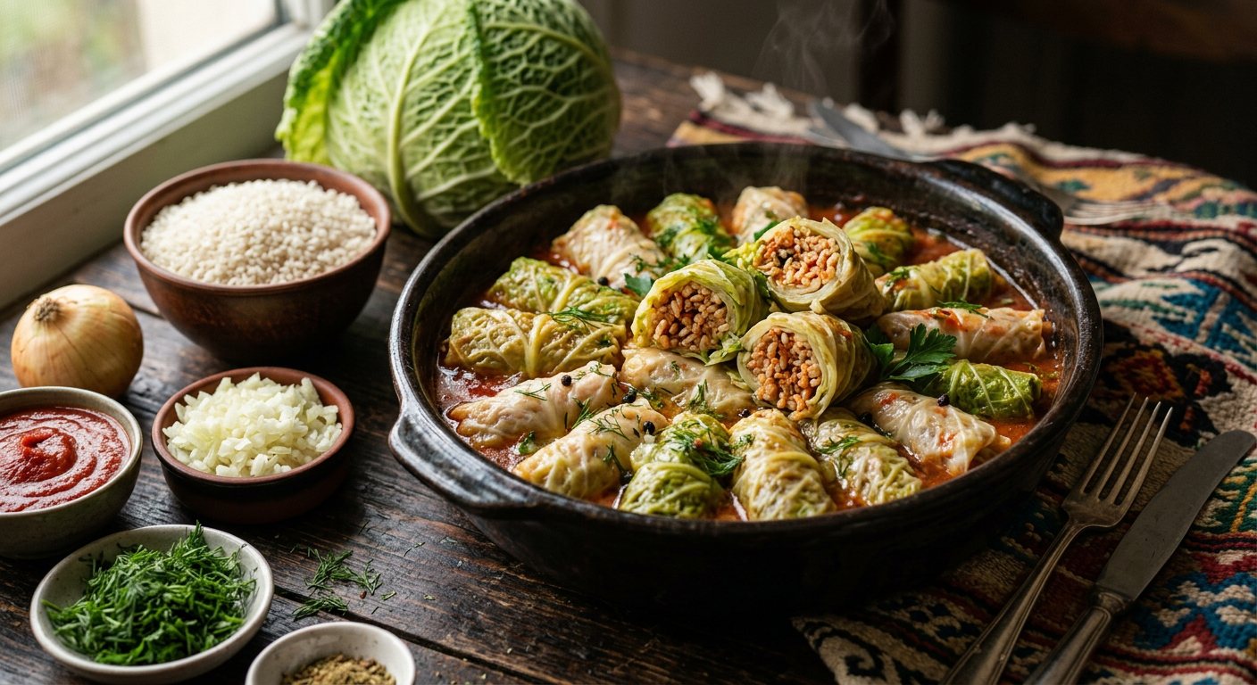 Mahshi Kromb (Egyptian Spiced Rice-Stuffed Cabbage Rolls) — Egypt