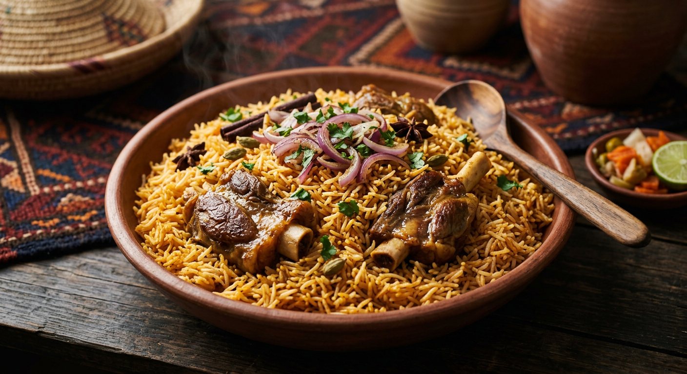 Bariis Iskukaris (Somali Spiced Rice with Goat Meat) — Somalia