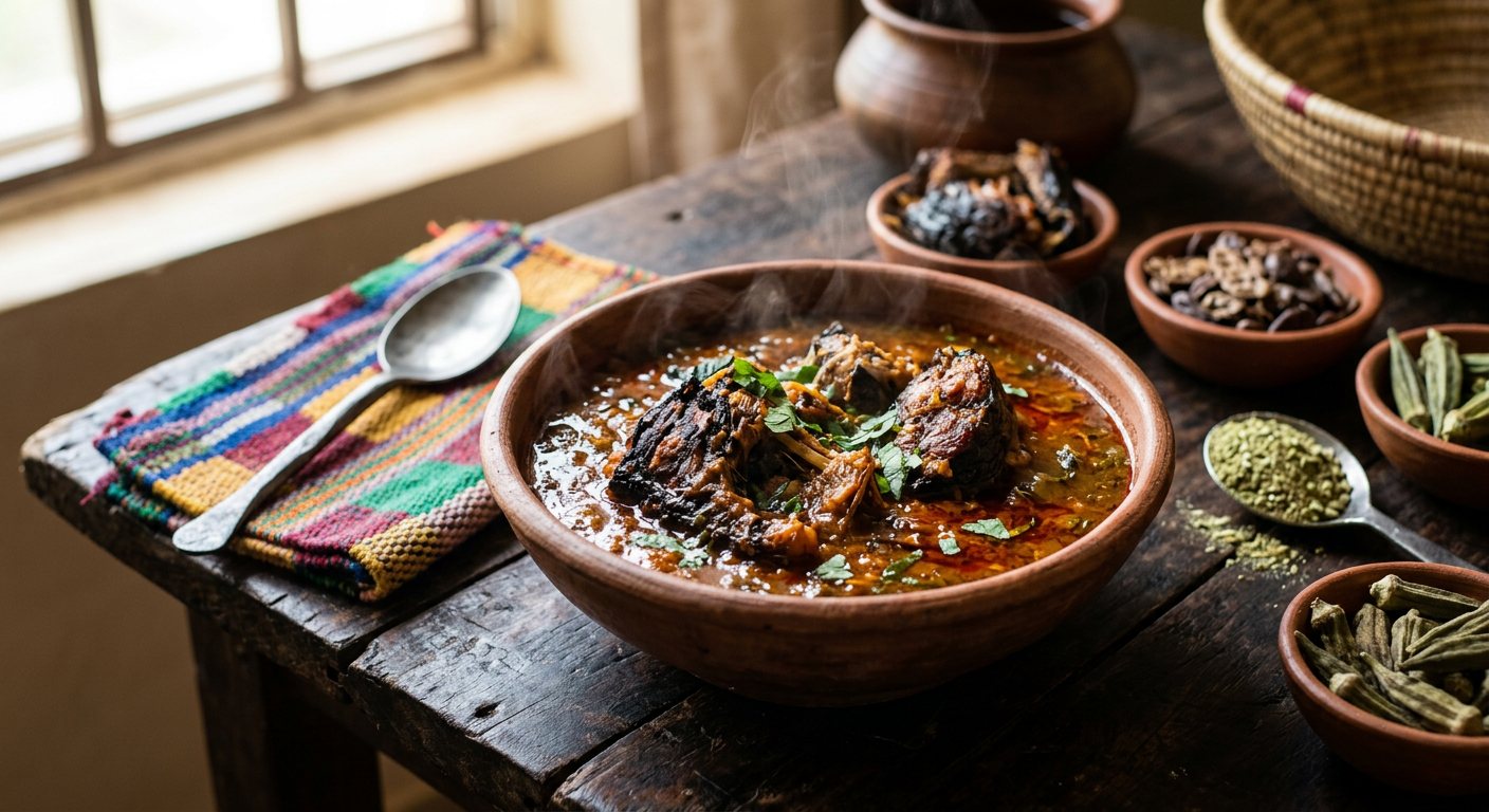 Miyan Busheshen Kifi (Smoked River Fish and Dried Okra Broth) — Niger